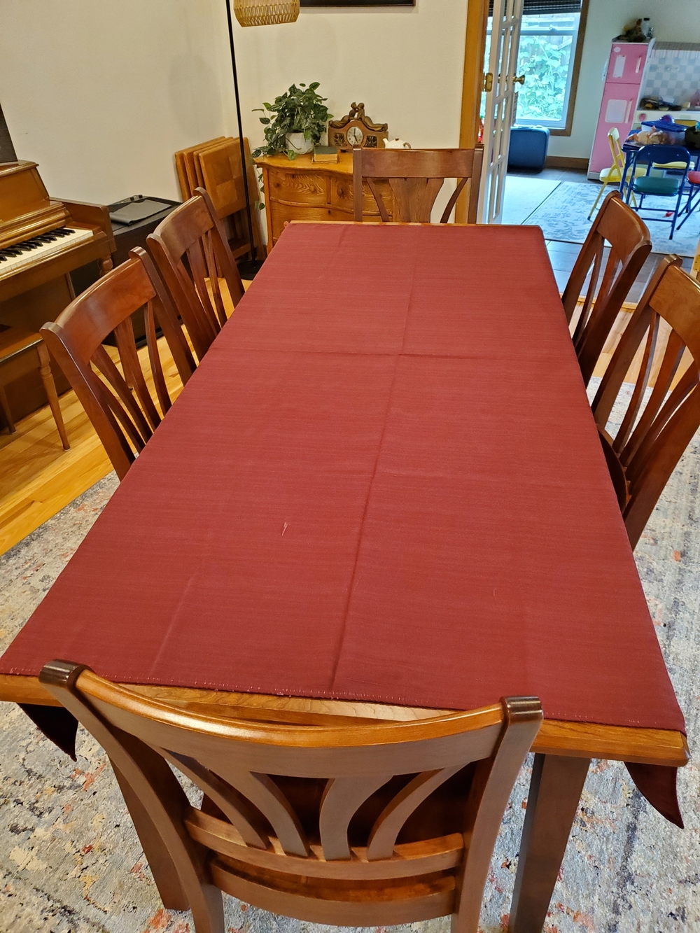 Dining Tablecloth - Burgundy Fabric